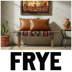 Lot 2 x Frye Vegan Leather Throw Pillows 14x20 Western Rustic Southwestern